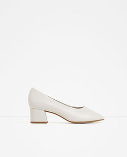 LEATHER BALLERINAS WITH HEEL