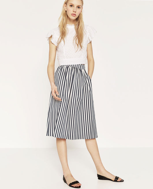 STRIPED TAFFETA SKIRT