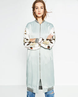 LONG PRINTED BOMBER JACKET