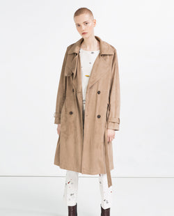 SUEDE EFFECT TRENCH COAT