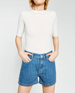 STRIPED DENIM SHORTS